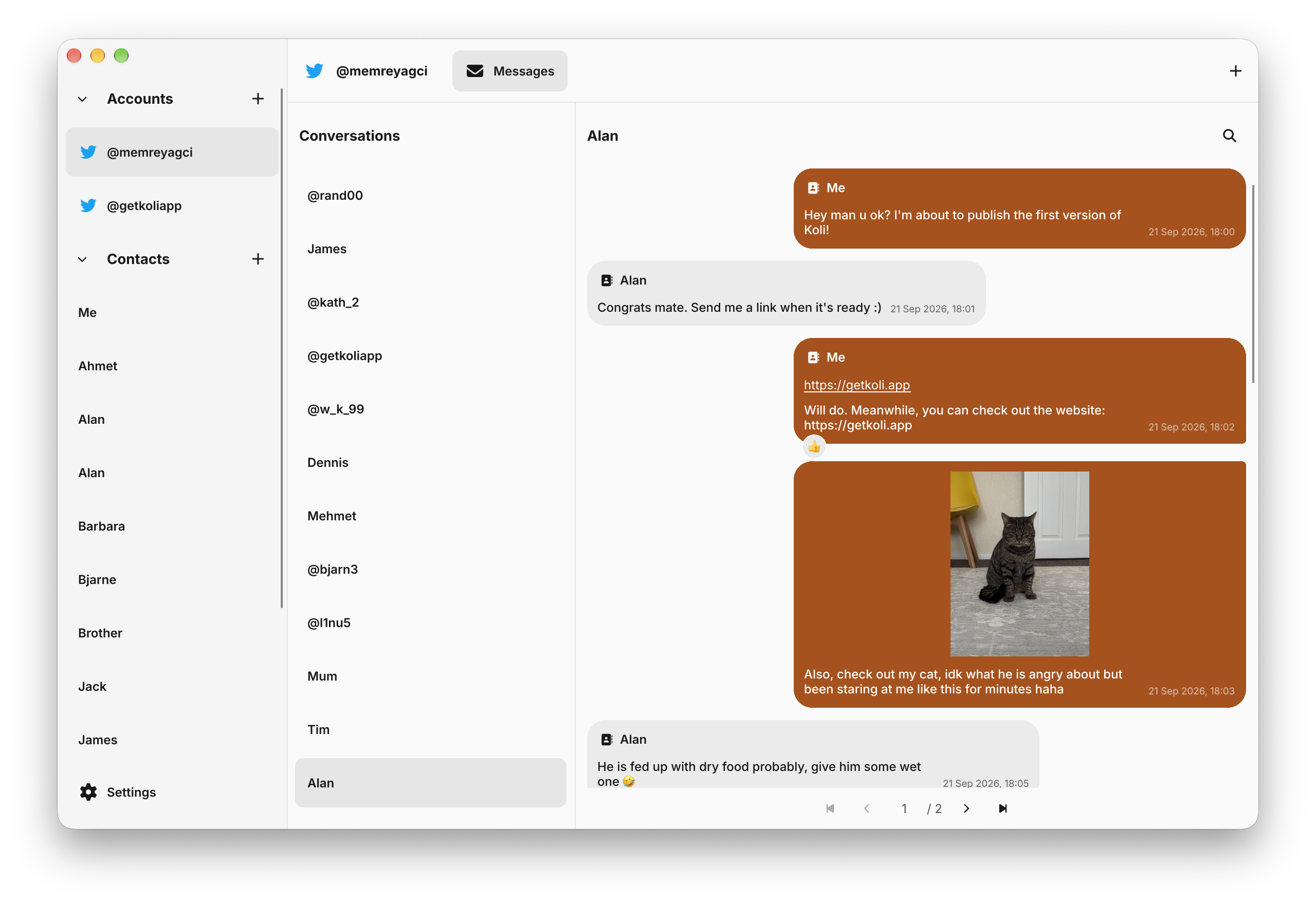 Koli app showcase in light theme